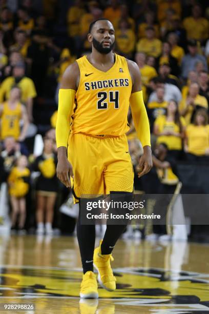 Wichita State Shockers center Shaquille Morris in the second half of an American Athletic Conference matchup between the 10th ranked Cincinnati...