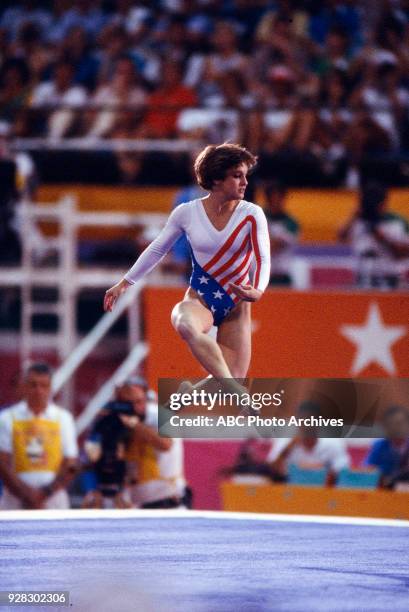 Los Angeles, CA Mary Lou Retton, Women's Gymnastics floor competition, Pauley Pavilion, at the 1984 Summer Olympics, August 1, 1984.