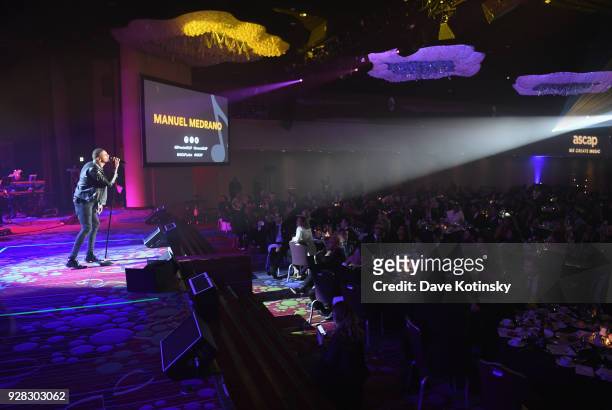 Manuel Medrano performs on stage during the ASCAP 2018 Latin Awards at Marriott Marquis Hotel on March 6, 2018 in New York City.