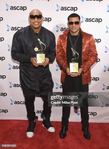 Recording artists Alexander Delgado and Randy Malcom Martinez of Gente De Zona attend ASCAP 2018 Latin Awards at Marriott Marquis Hotel on March 6,...