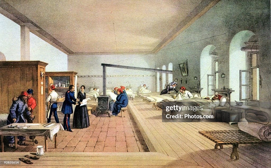 Florence Nightingale inspecting hospital ward during the Crimean War
