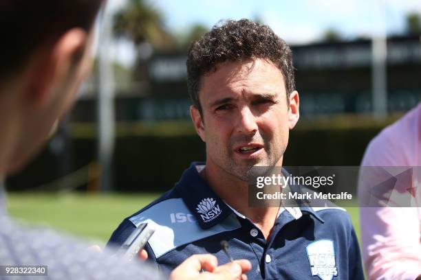 Ed Cowan speaks to the media during a press conference announcing his retirement at Sydney Cricket Ground on March 7, 2018 in Sydney, Australia.