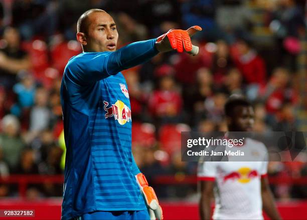 Luis Robles of New York Red Bulls gestures during the quarter finals first leg match between Tijuana and New York RB at Caliente Stadium on March 06,...