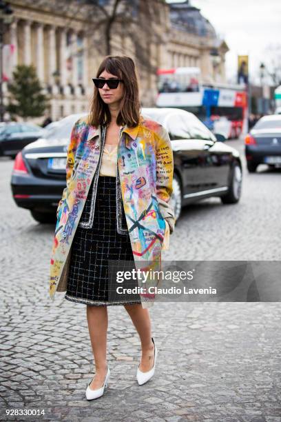 Natasha Goldenberg, is seen in the streets of Paris after the Chanel show during Paris Fashion Week Womenswear Fall/Winter 2018/2019 on March 6, 2018...