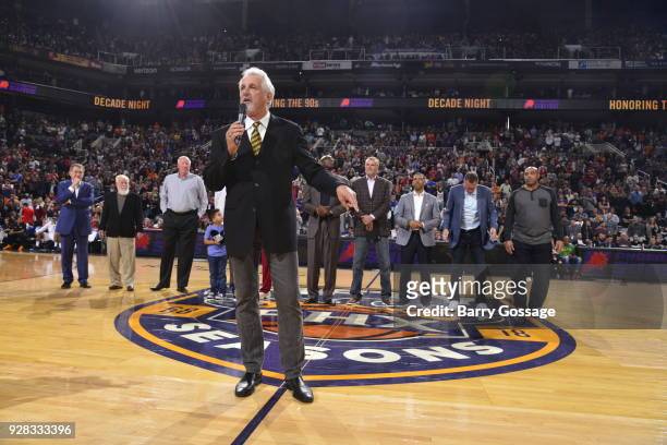 Former head coach Paul Westphal speaks during halftime on January 12, 2018 at Talking Stick Resort Arena in Phoenix, Arizona. NOTE TO USER: User...