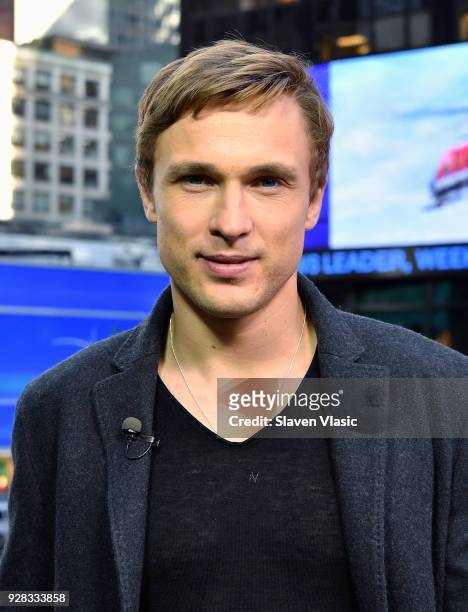 Actor William Moseley visits Extra at Hard Rock Cafe - Times Square on March 6, 2018 in New York City.