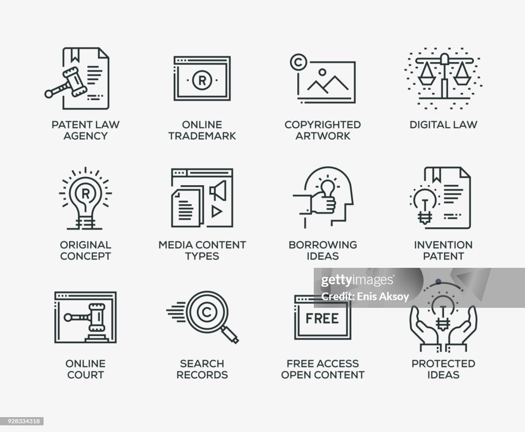 Conjunto de iconos de ley digital - serie
