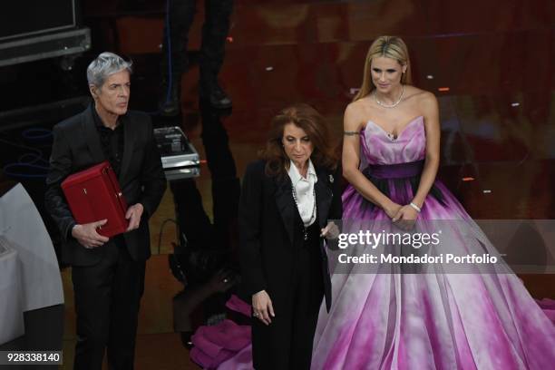 Martina Corgnati, daughter of the italian singer Milva, receive from the hands of the hosts Claudio Baglioni and Michelle Hunziker the career award...