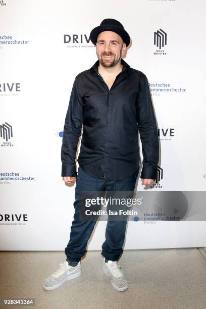 German trumpeter Sebastian Studnitzky during the 7th edition of the Berlin concert series 'Neue Meister' at DRIVE. Volkswagen Group Forum on March 6,...