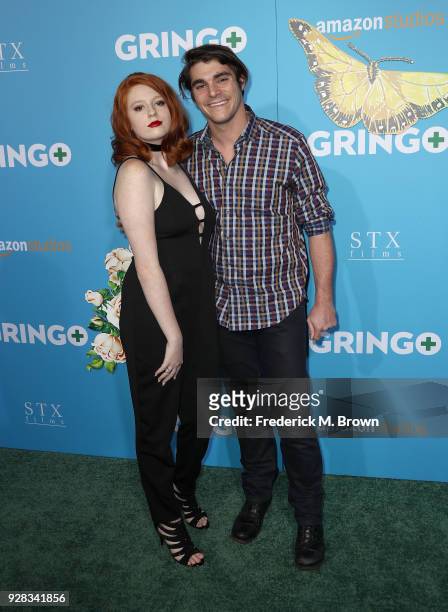 Lacianne Carriere and actor RJ Mitte attend the world premiere of 'Gringo' from Amazon Studios and STX Films at Regal LA Live Stadium 14 on March 6,...
