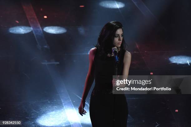 Italian singer Giulia Casieri performs on the Ariston stage during the 68th Festival di Sanremo. Sanremo, February 9th 2018