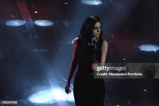 Italian singer Giulia Casieri performs on the Ariston stage during the 68th Festival di Sanremo. Sanremo, February 9th 2018
