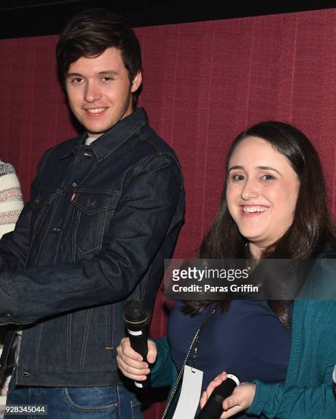 Actor Nick Robinson and author Becky Albertalli attend "Love, Simon" Atlanta Fan Screening and Q&A at Regal Atlantic Station on March 6, 2018 in...