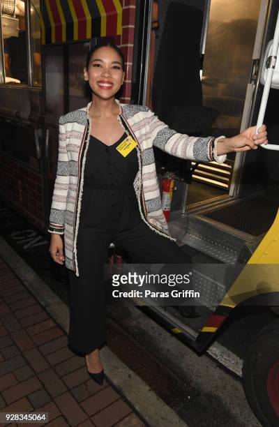 Actress Alexandra Shipp attends "Love, Simon" Atlanta Fan Screening and Q&A at the Waffle House Food Truck at Regal Atlantic Station on March 6, 2018...