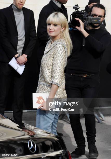 Cecile Cassel attends the Chanel show as part of the Paris Fashion Week Womenswear Fall/Winter 2018/2019 at Le Grand Palais on March 6, 2018 in...