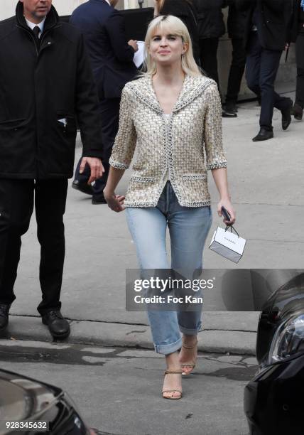 Cecile Cassel attends the Chanel show as part of the Paris Fashion Week Womenswear Fall/Winter 2018/2019 at Le Grand Palais on March 6, 2018 in...