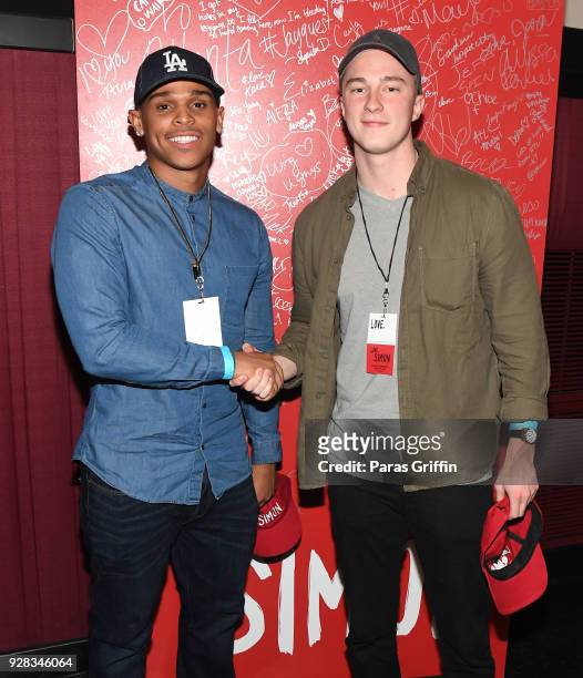 Actors Terayle Hill and Drew Starkey attend "Love, Simon" Atlanta Fan Screening and Q&A at Regal Atlantic Station on March 6, 2018 in Atlanta,...
