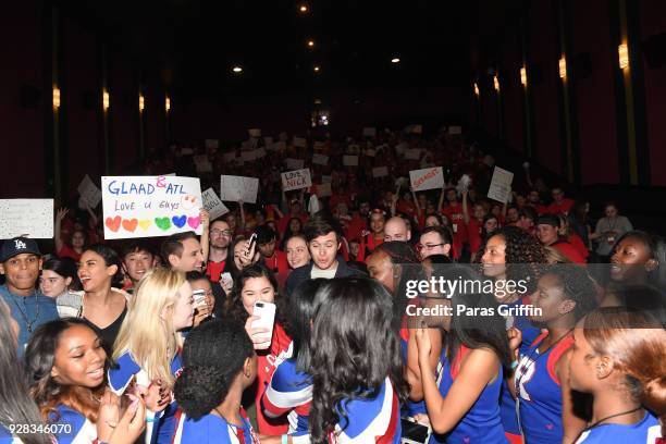 Terayle Hill, Alexandria Shipp, Greg Berlanti, and Nick Robinson with movie audience at "Love, Simon" Atlanta Fan Screening and Q&A at Regal Atlantic...