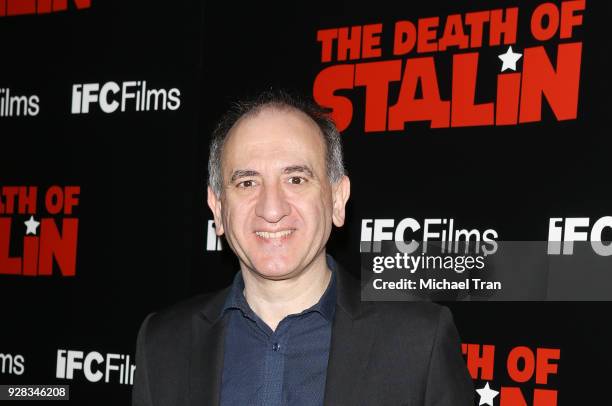 Armando Iannucci arrives to the Los Angeles premiere of IFC Films' "The Death Of Stalin" held at The Theatre at Ace Hotel on March 6, 2018 in Los...