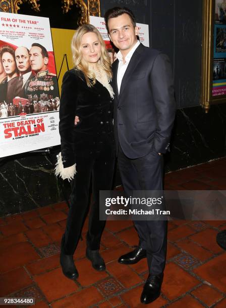 Rupert Friend and Aimee Mullins arrive to the Los Angeles premiere of IFC Films' "The Death Of Stalin" held at The Theatre at Ace Hotel on March 6,...