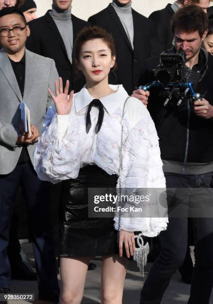 Maggie Jiang attends the Chanel show as part of the Paris Fashion Week Womenswear Fall/Winter 2018/2019 at Le Grand Palais on March 6, 2018 in Paris,...