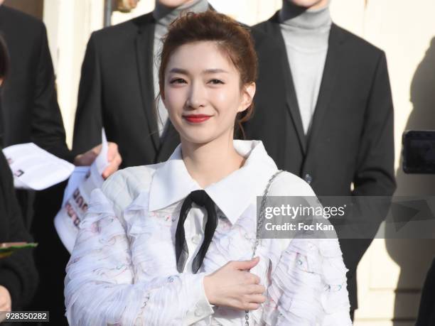 Maggie Jiang attends the Chanel show as part of the Paris Fashion Week Womenswear Fall/Winter 2018/2019 at Le Grand Palais on March 6, 2018 in Paris,...