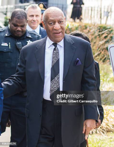 Actor/ stand-up comedian Bill Cosby is seen leaving the Montgomery County Courthouse after his retrial hearing on March 6, 2018 in Norristown,...