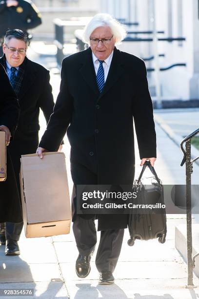 Attorney Thomas Mesereau arrives at Montgomery County Courthouse during Bill Cosby's retrial hearing on March 6, 2018 in Norristown, Pennsylvania.