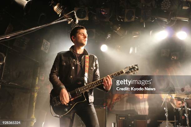 Chris Alderton of English rock band The Amazons is pictured performing at Club Quattro in Tokyo on March 5, 2018. ==Kyodo