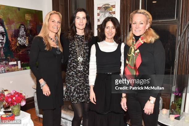Ati Sedgwick, Jennifer Creel, Amanda Ross and Muffie Potter Aston attend the Ati Sedgwick Private Preview at The VFGI Townhouse Gallery on March 6,...
