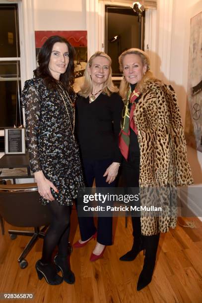 Jennifer Creel, Ati Sedgwick and Muffie Potter Aston attend the Ati Sedgwick Private Preview at The VFGI Townhouse Gallery on March 6, 2018 in New...