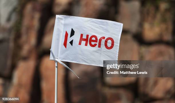 General view of a pin flag during a practice round ahead of the Hero Indian Open at Dlf Golf and Country Club on March 7, 2018 in New Delhi, India.