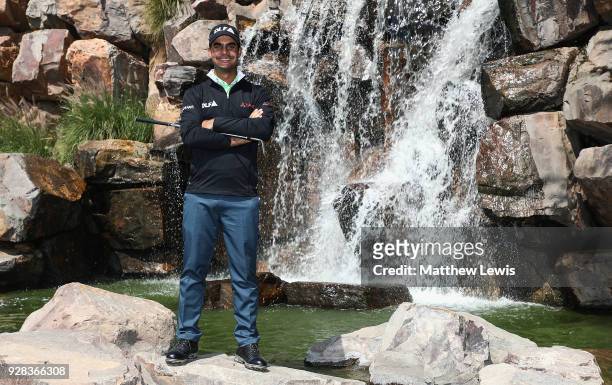 Shubhankar Sharma of India pictured during a practice round ahead of the Hero Indian Open at Dlf Golf and Country Club on March 7, 2018 in New Delhi,...