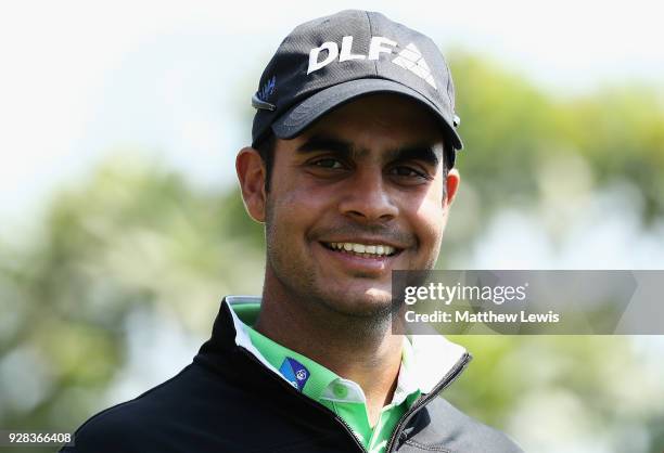 Shubhankar Sharma of India looks on during a practice round ahead of the Hero Indian Open at Dlf Golf and Country Club on March 7, 2018 in New Delhi,...