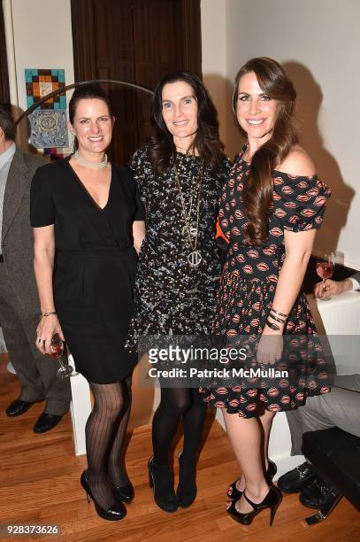 Sessa von Richthofen, Jennifer Creel and Niki Beel attend the Ati Sedgwick Private Preview at The VFGI Townhouse Gallery on March 6, 2018 in New York...