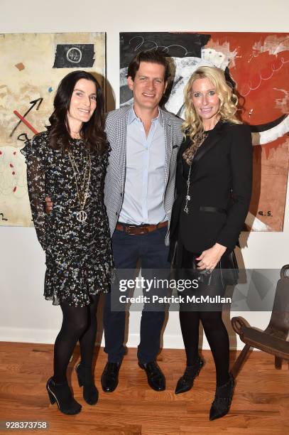 Jennifer Creel, Lionel von Richthofen and Mary Snow attend the Ati Sedgwick Private Preview at The VFGI Townhouse Gallery on March 6, 2018 in New...