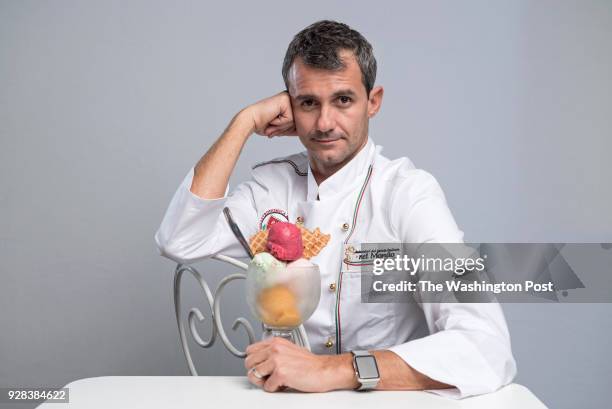 Gianluigi Dellaccio, founder of Dolci Gelati, stands for a Just Asking portrait at his gelato and coffee shop in the Shaw neighborhood of Washington,...