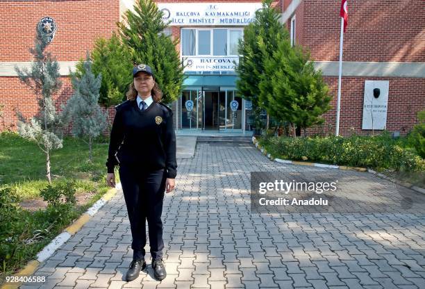 Suheyda Tugbay works as a police chief of the Balcova district in Izmir, Turkey on February 26, 2018. Tugbay, 19-year experienced, is a daughter of...