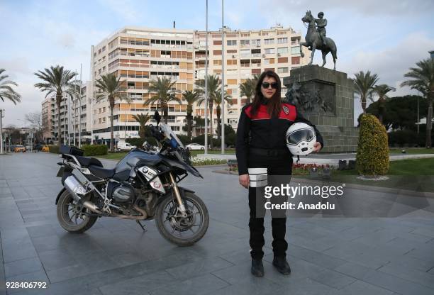 Gamze Tekin works as a police officer for 9-month with her motorcycle in Izmir, Turkey on February 26, 2018. Women took part in every part of...