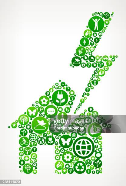house struck by lightning nature and environmental conservation icon pattern - solar panel construction stock illustrations