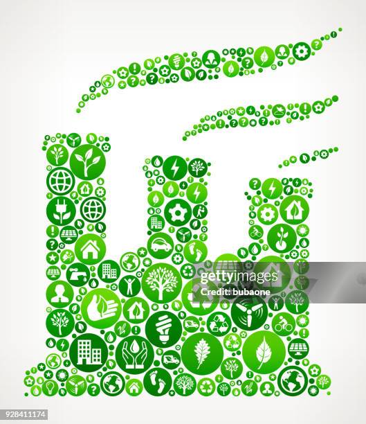 factory smoking nature and environmental conservation icon pattern - solar panel construction stock illustrations