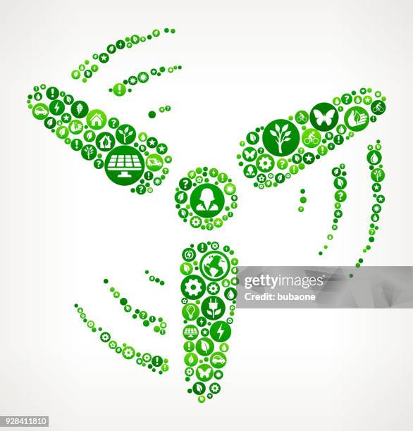 stockillustraties, clipart, cartoons en iconen met wind turbine natuur- en milieubehoud pictogram patroon - windrad energie