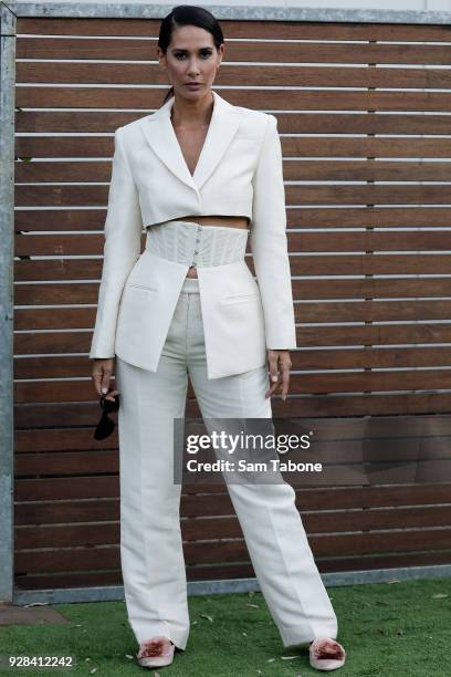 Lindy Klim arrives ahead of the VAMFF 2018 Runway 3 presented by Harper's BAZAAR on March 7, 2018 in Melbourne, Australia.