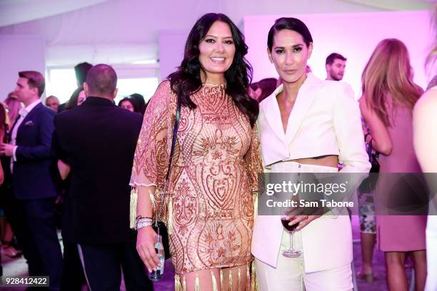 Lydia Schiavello and Lindy Klim arrives ahead of the VAMFF 2018 Runway 3 presented by Harper's BAZAAR on March 7, 2018 in Melbourne, Australia.