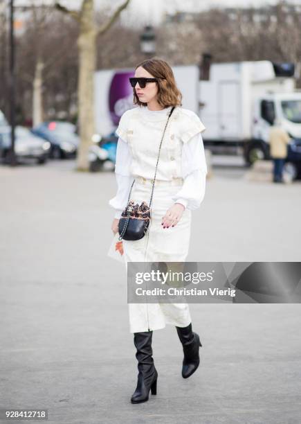 Candela Novembre is seen outside Chanel during Paris Fashion Week Womenswear Fall/Winter 2018/2019 on March 6, 2018 in Paris, France.