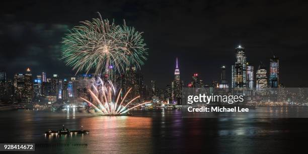 lunar new year fireworks - new york - festival in times square stock pictures, royalty-free photos & images