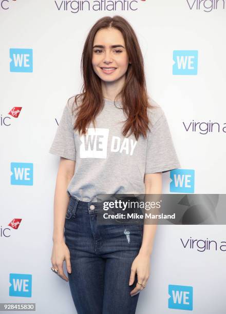 Lily Collins attends 'We Day UK' at Wembley Arena on March 7, 2018 in London, England.