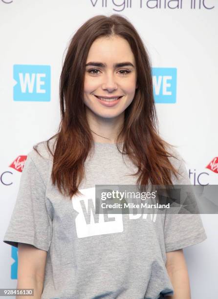 Lily Collins attends 'We Day UK' at Wembley Arena on March 7, 2018 in London, England.