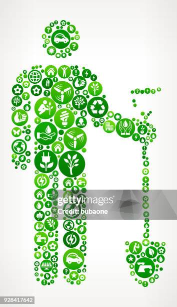 worker & shovel nature and environmental conservation icon pattern - solar panel construction stock illustrations