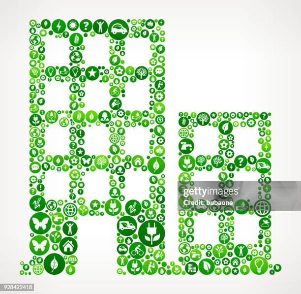building nature and environmental conservation icon pattern - solar panel construction stock illustrations